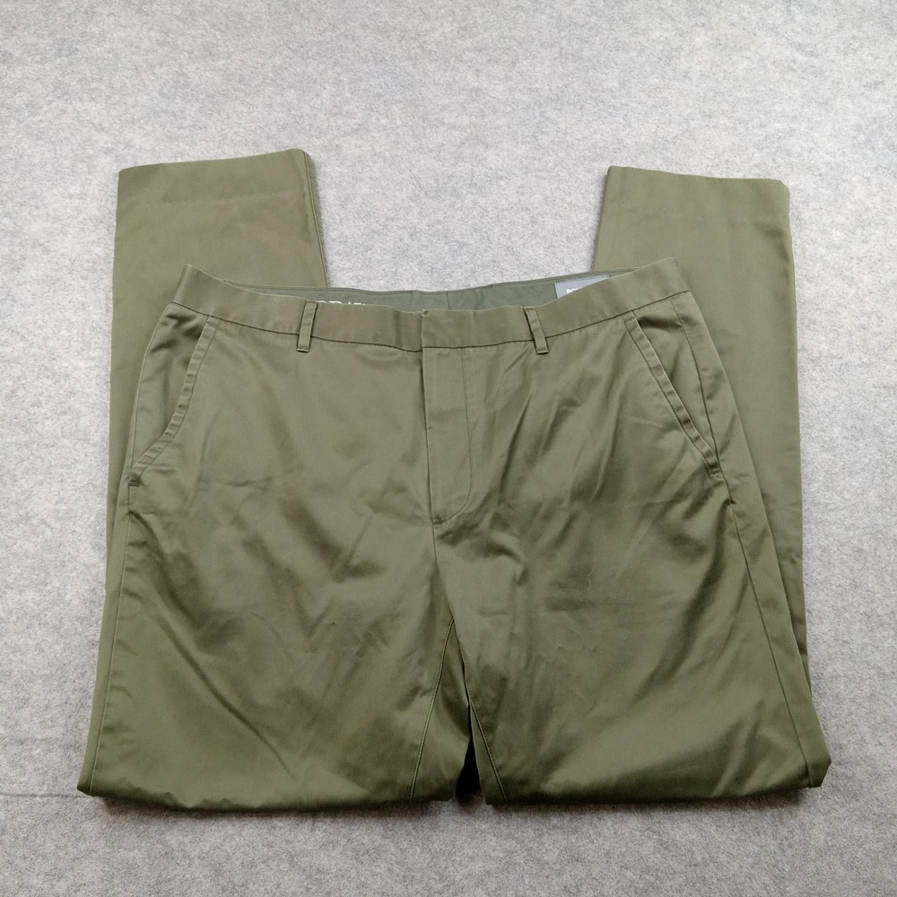 Bonobos Pants Mens‎ 38x34 Green 100% Cotton Chino Straight Leg Casual Flat Front